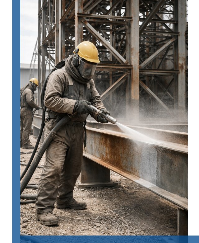 Пескоструйная очистка металлоконструкций в Биробиджане промышленная