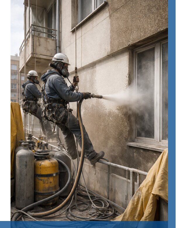 Пескоструйная очистка фасада в Биробиджане от 659 р. | ВЫСОТНИК-Брб