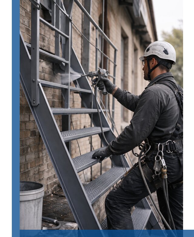 Покраска и антикоррозионная защита пожарных лестниц в Биробиджане