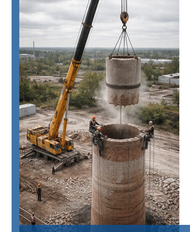 Демонтаж дымовой трубы в Биробиджане с гарантиями безопасности