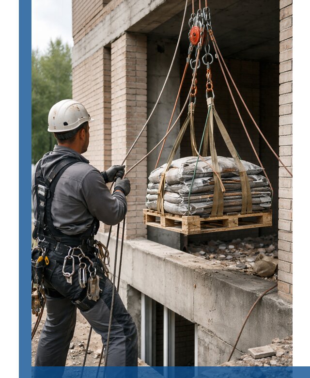 Подъем материалов на этаж веревками в Биробиджане оперативно