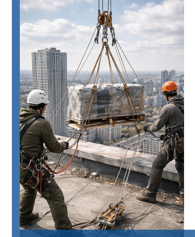 Подъем и монтаж крупногабаритных грузов на крышу в Биробиджане