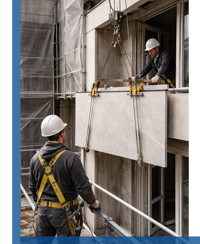 Подъем керамогранита на этаж в Биробиджане грузчиками и техникой