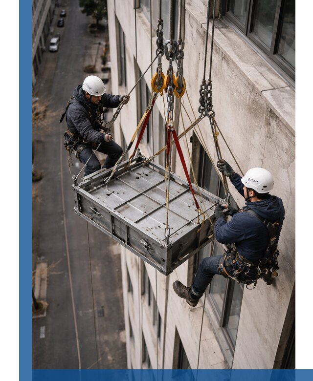 Спуск и подъем грузов по фасаду в Биробиджане для зданий