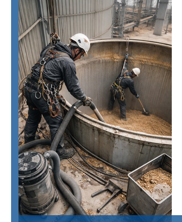 Профессиональная чистка зерновых бункеров в Биробиджане с выездом