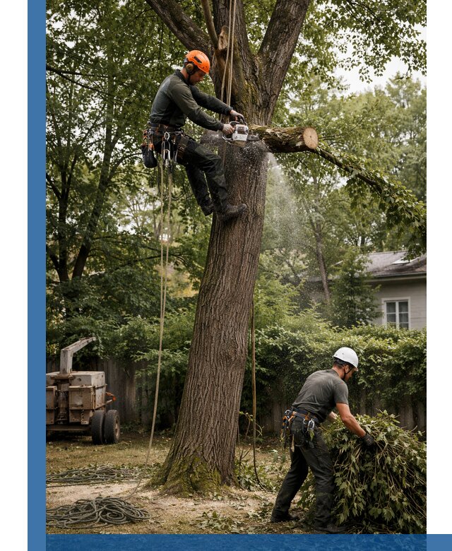 Кронирование деревьев в Биробиджане, безопасная высотная обрезка
