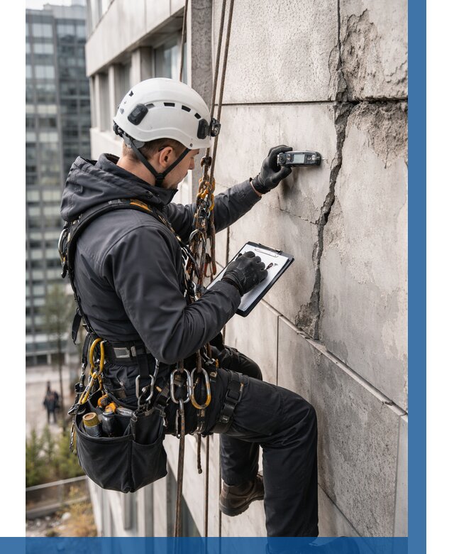 Обследование фасада альпинистами в Биробиджане от 122 р. | ВЫСОТНИК-Брб