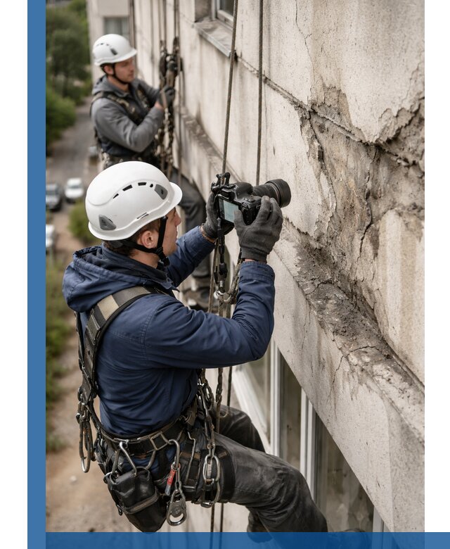 Фотофиксация дефектов фасада с высотной съемкой в Биробиджане
