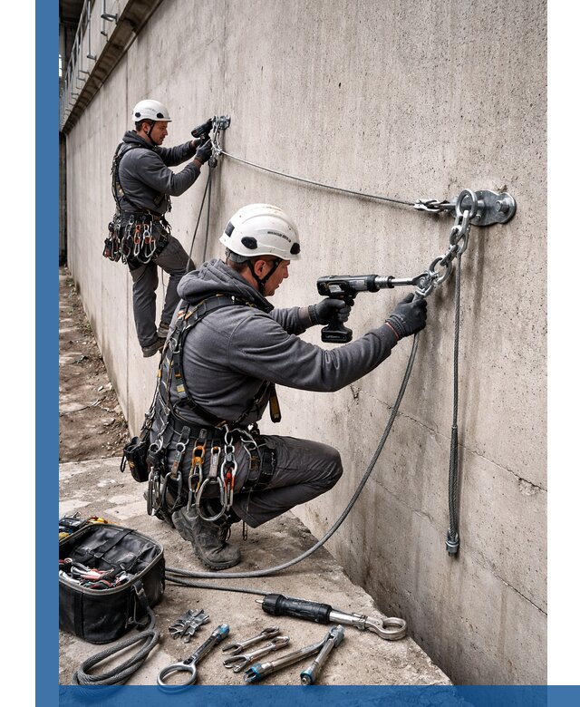 Монтаж анкерных линий высотной безопасности в Биробиджане